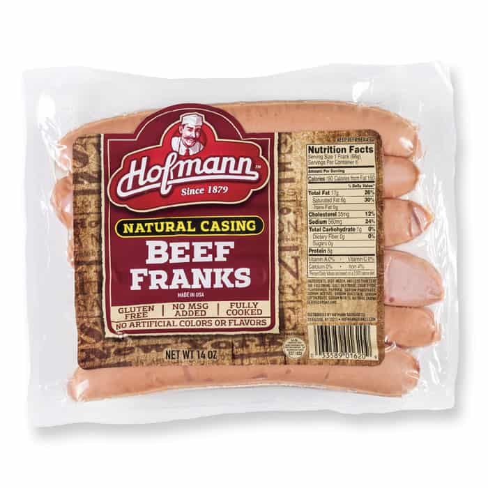 Hofmann Beef Franks Natural Casing in packaging