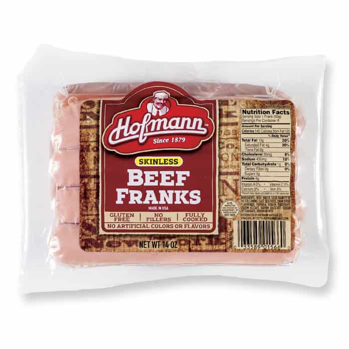 Hofmann Beef Franks Skinless in packaging