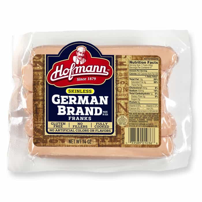 Hofmann German Franks Skinless in packaging