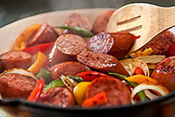 Hofmann Kielbasa with peppers and onions skillet