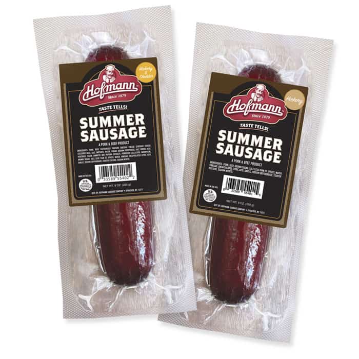 Hofmann Hickory and Hickory & Cheddar Summer Sausage packaging