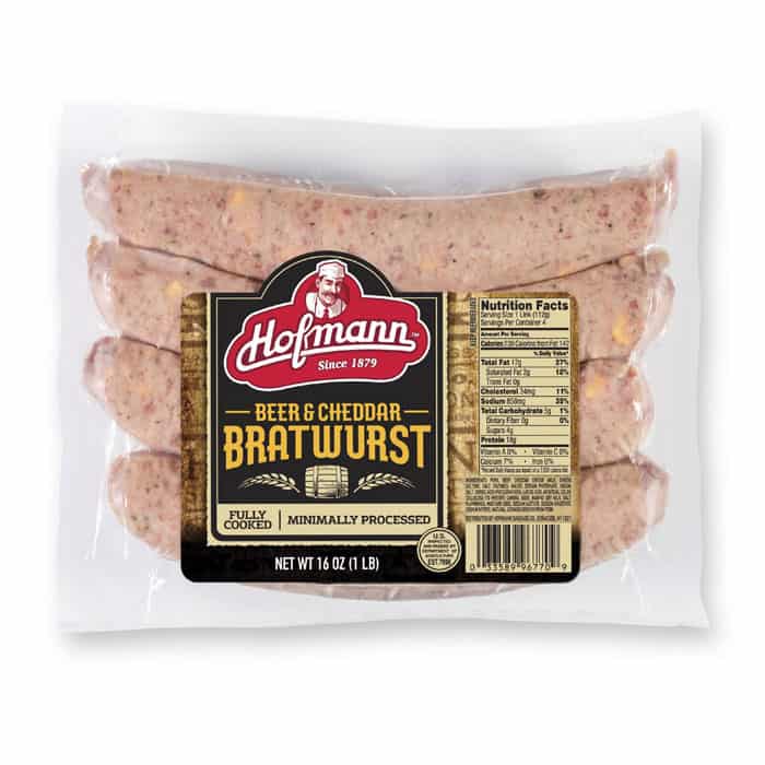Hofmann Beer & Cheddar Bratwurst packaging