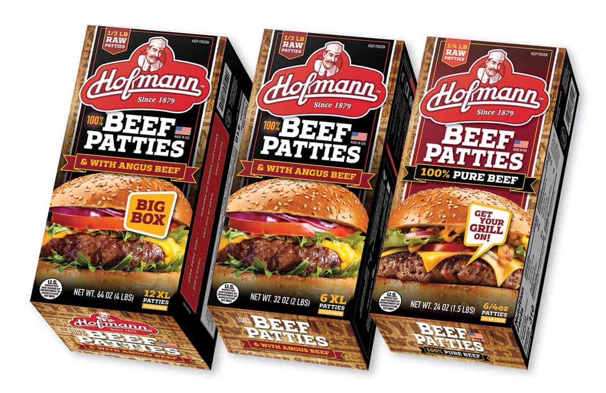 Hofmann 100% Beef Burgers packaging